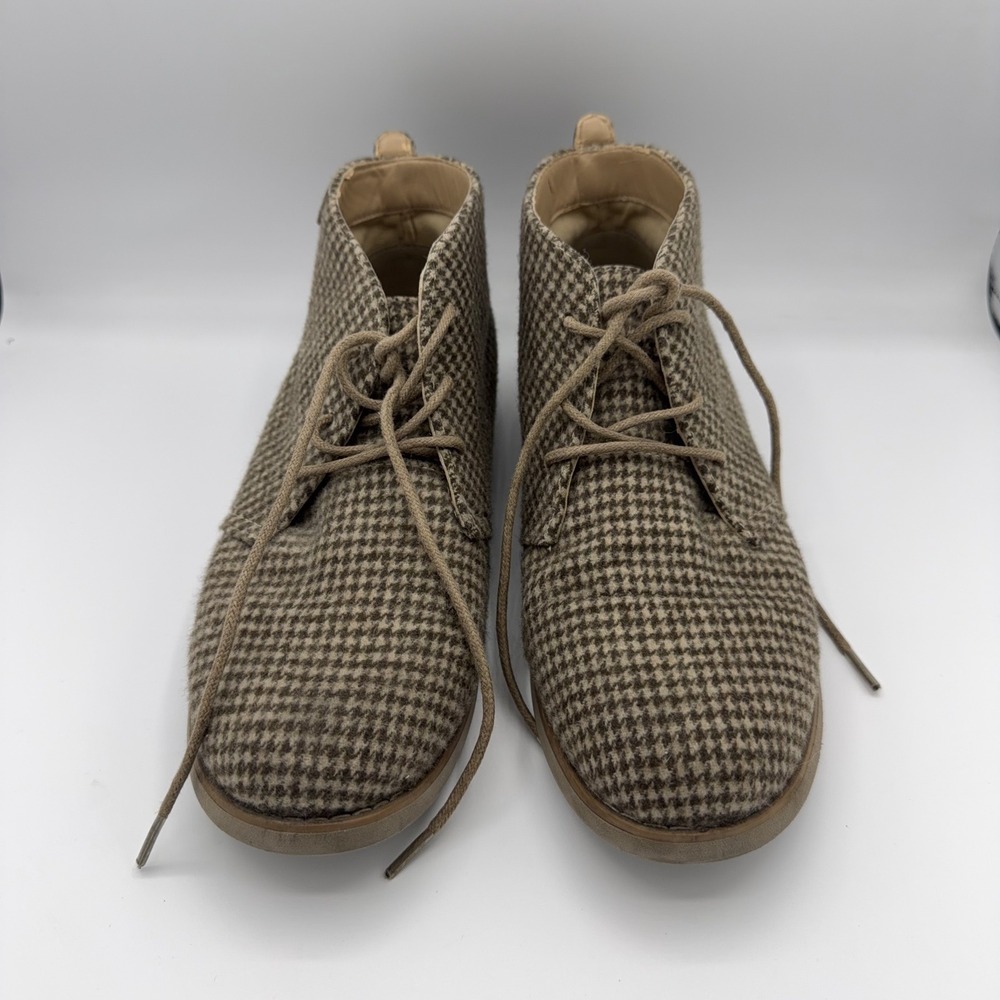 G H Bass Elyse Chukka Boots Women 8.5 Brown Houndstooth Lace Up‎ Ankle Booties